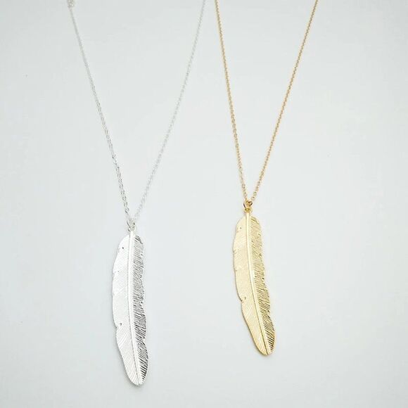 undefined Jewelry - 5/$25 Feather Pendant Long Chain Necklace